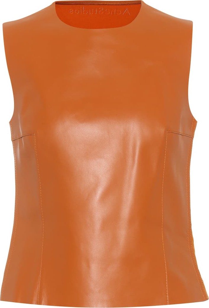 Acne Studios Leather and ribbed-knit top