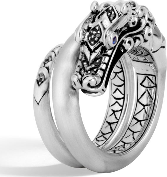 John Hardy Legends Naga Coil Ring w/ Spinel & Sapphires, Size 6