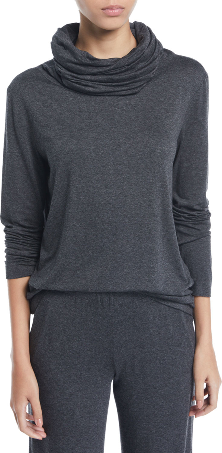 Norma Kamali Oversized Turtleneck Long-Sleeve Top