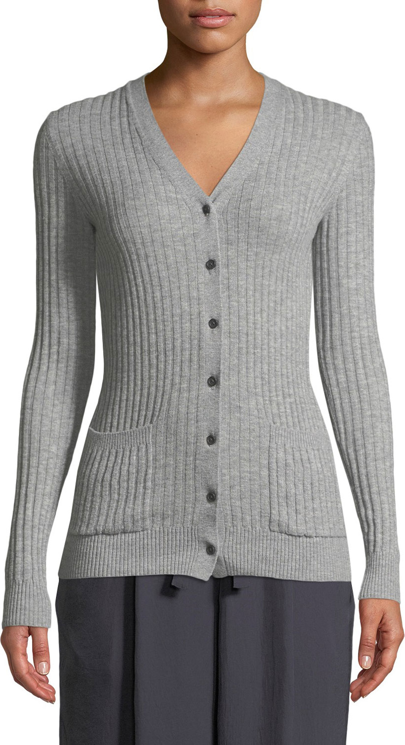 Vince Rib Skinny Cashmere Cardigan Sweater