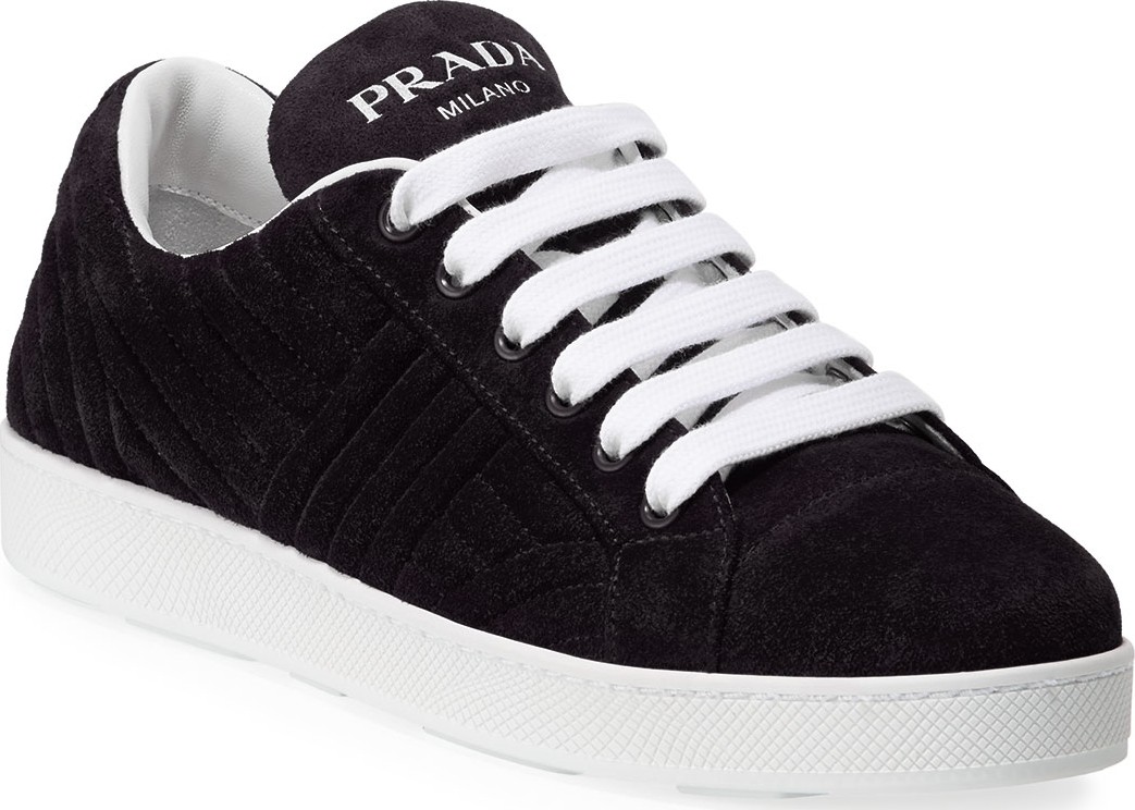 Prada Quilted Suede Low-Top Sneakers