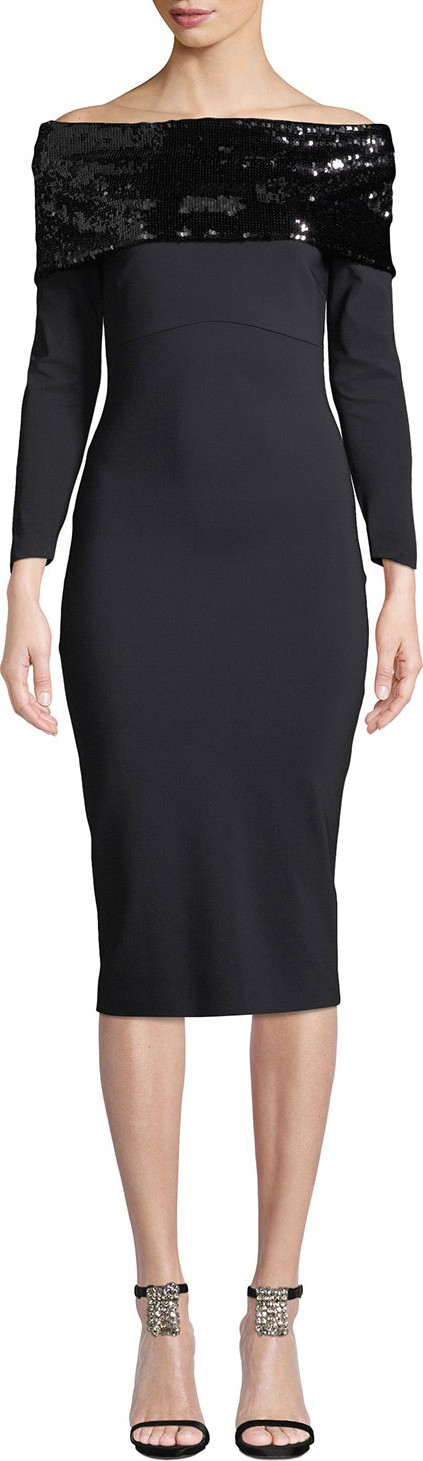 La Petite Robe di Chiara Boni Lipikette Sparkle Off-the-Shoulder Dress