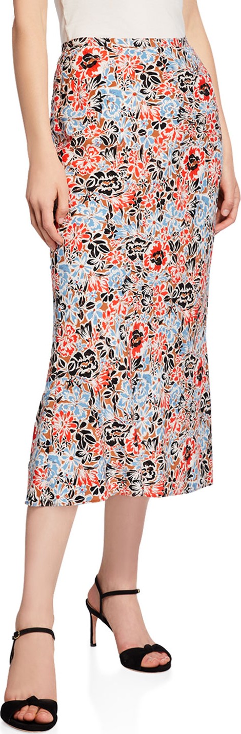 Veronica Beard Diane Floral-Print Pencil Midi Skirt