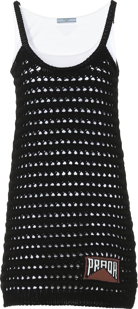 Prada Cotton crocheted minidress
