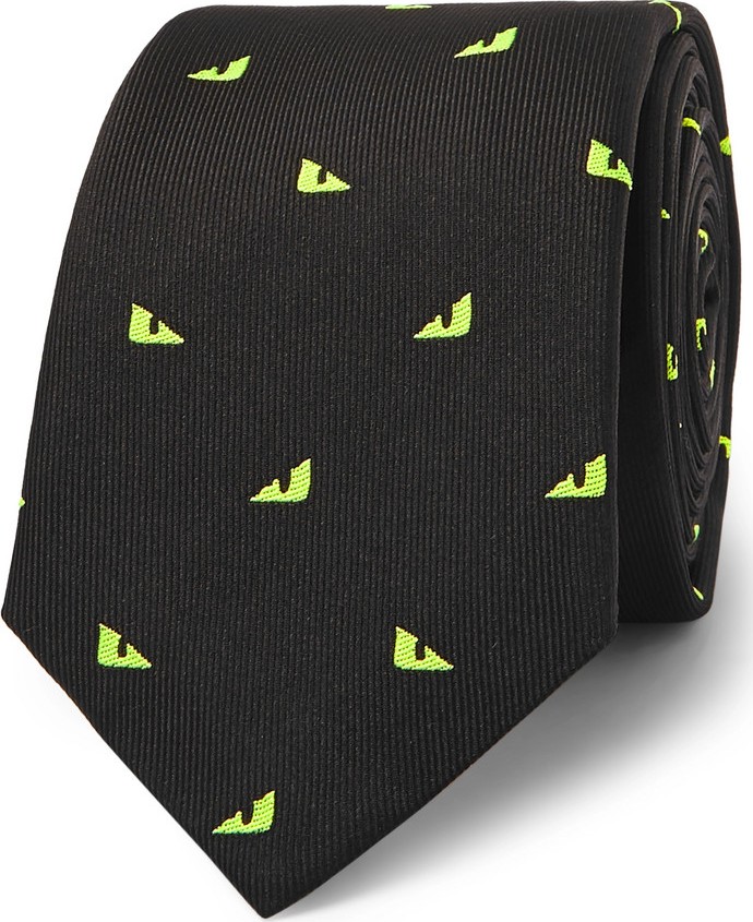 Fendi 7cm Embroidered Silk-Blend Faille Tie