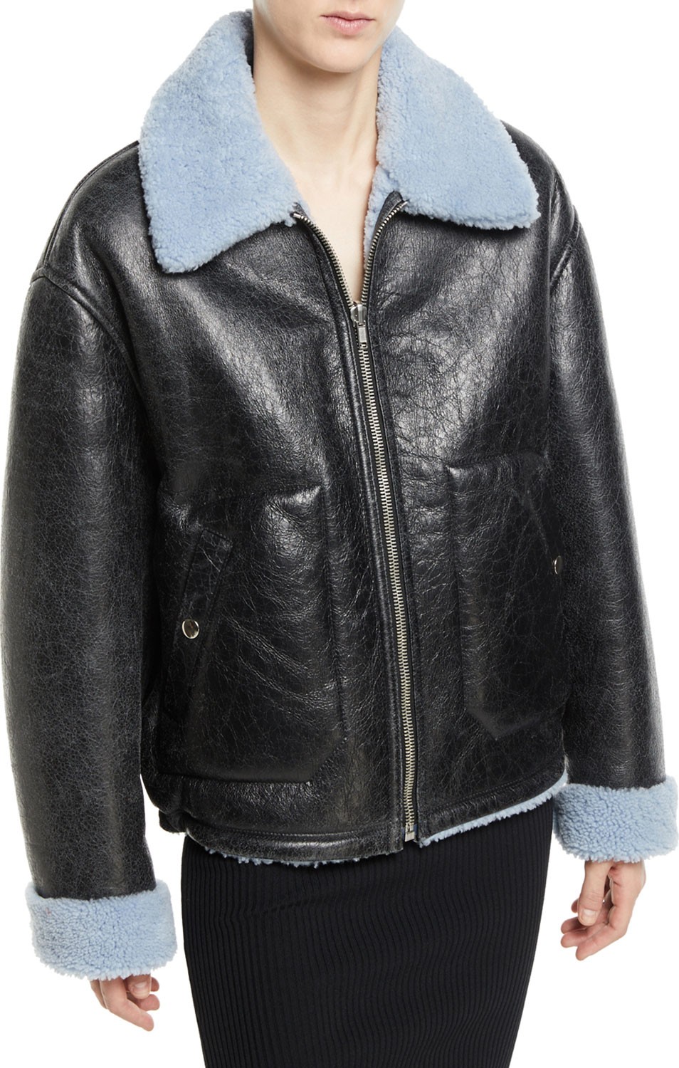 McQ - Alexander McQueen Reversible Leather Shearling Aviator Jacket