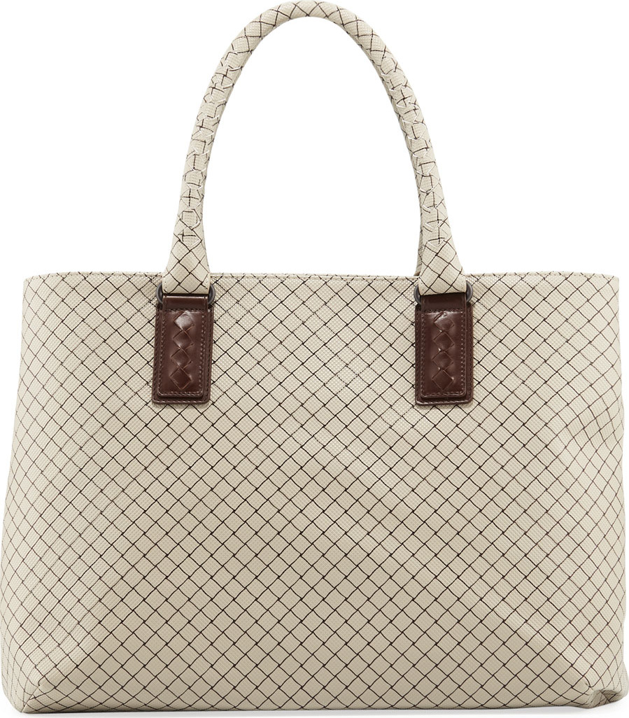 Bottega Veneta Medium Intrecciato-Trim Stamped Rubber Tote Bag