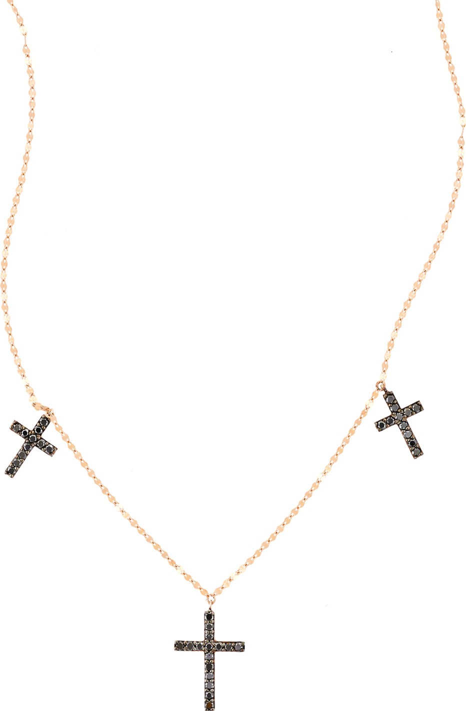 Lana Reckless Vol. 2 Triple Cross Black Diamond Necklace in 14K Rose Gold