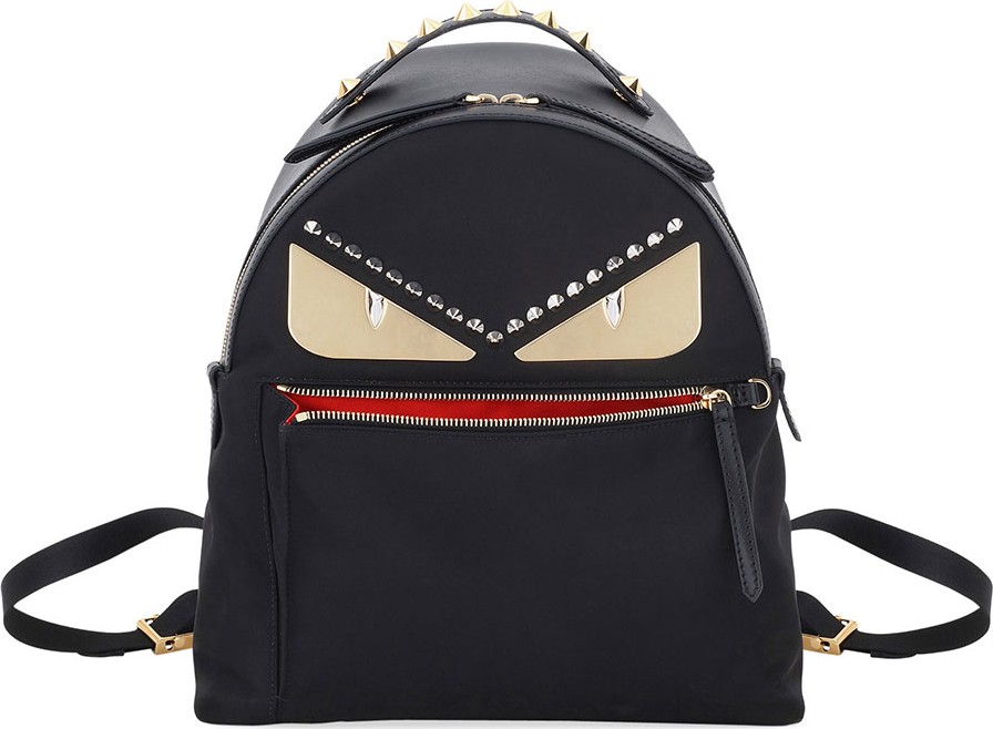 Fendi Monster Eyes Nylon & Leather Backpack