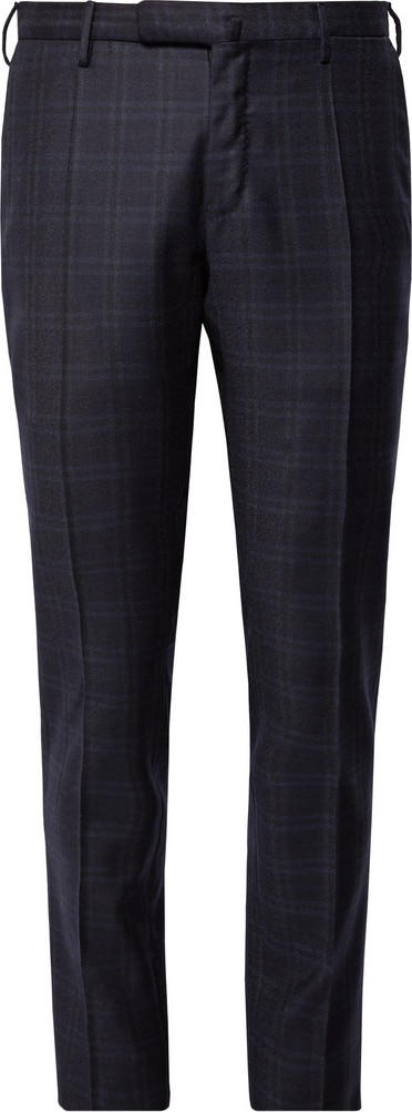 Incotex Slim-Fit Midnight-Blue Checked Super 100s Wool Trousers