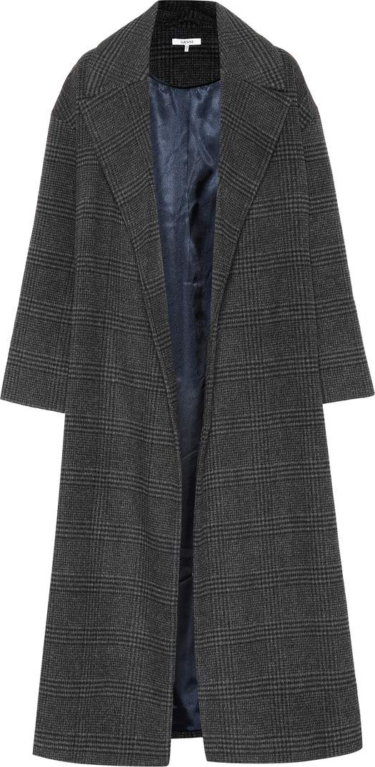 Ganni Woodside checked wool-blend coat
