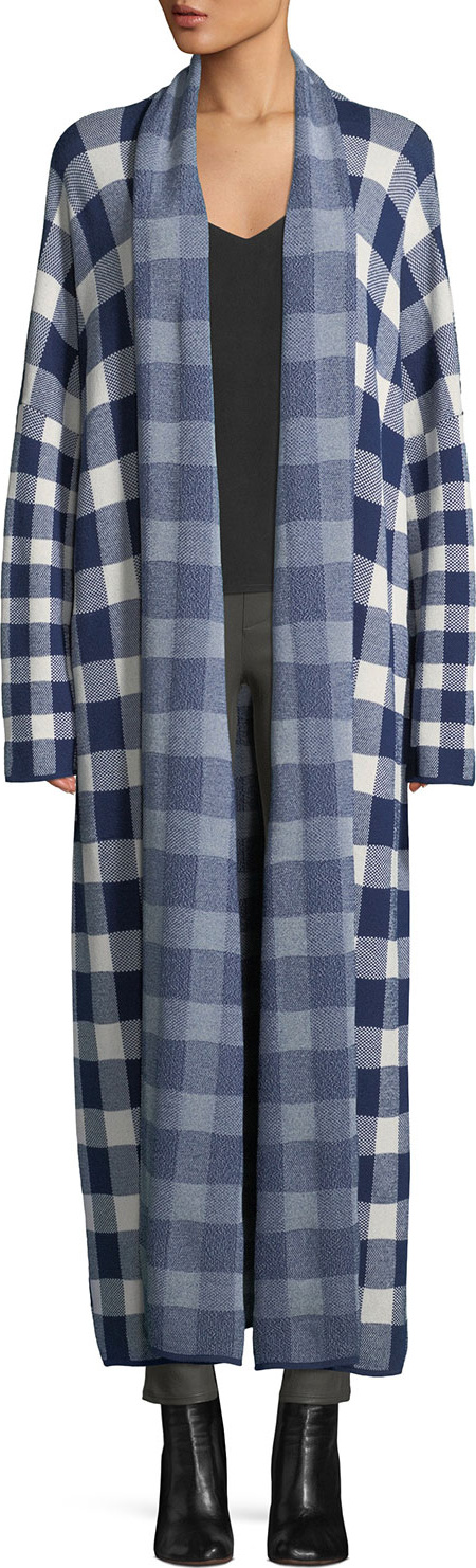 Christian Wijnants Korda Long Open-Front Check Sweater Coat