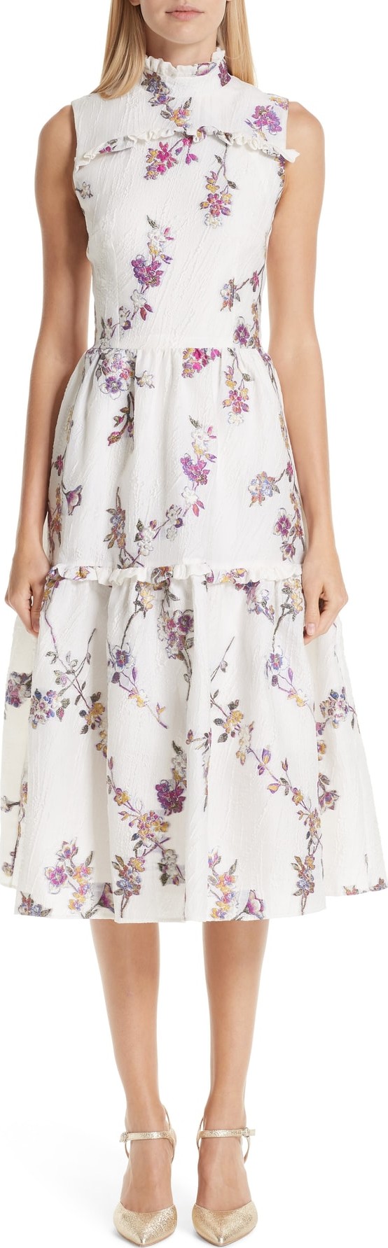 Malene Oddershede Bach Floral Jacquard Midi Dress