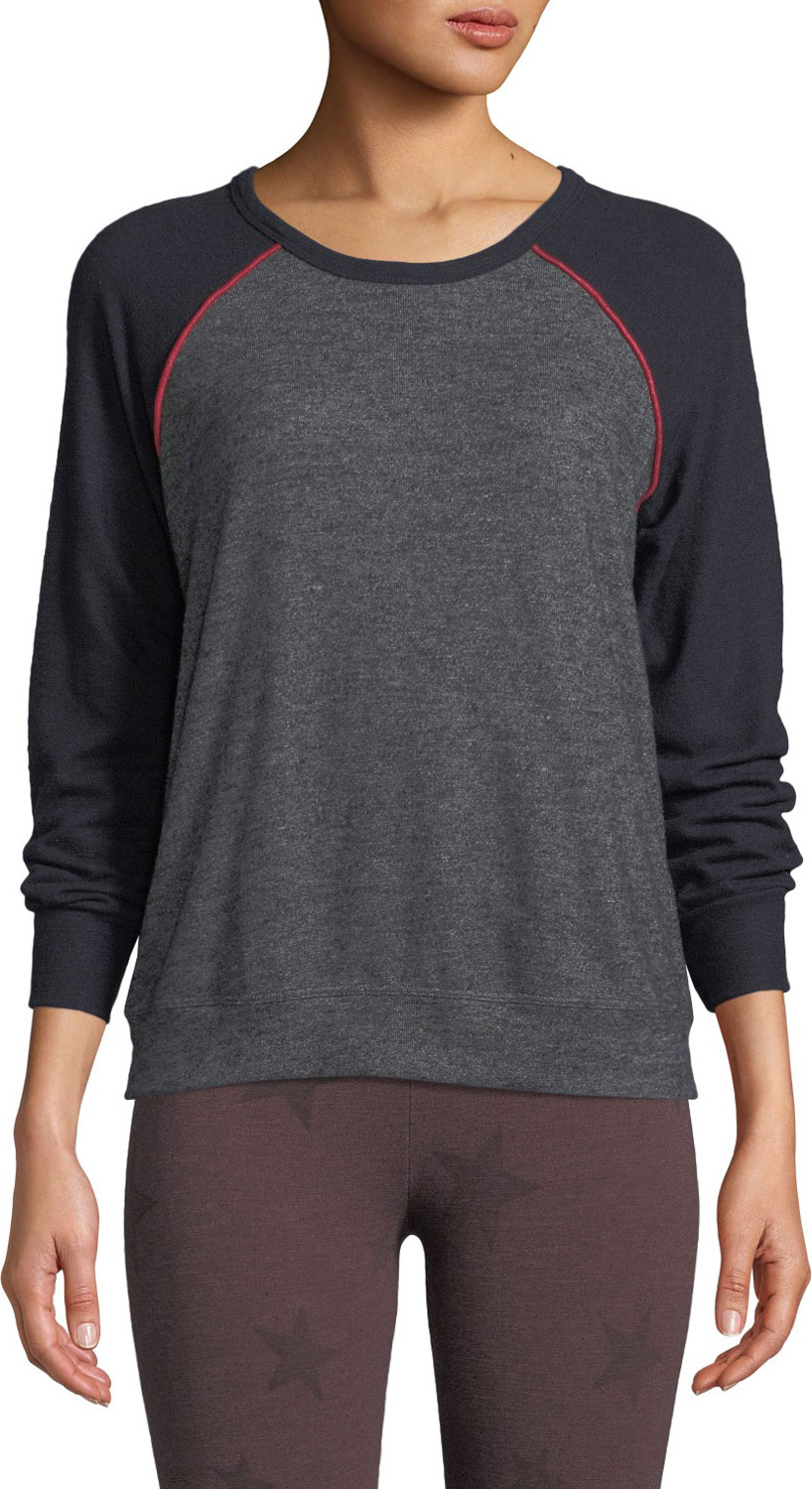 SUNDRY Crewneck Raglan-Sleeve Sweater w/ Piping