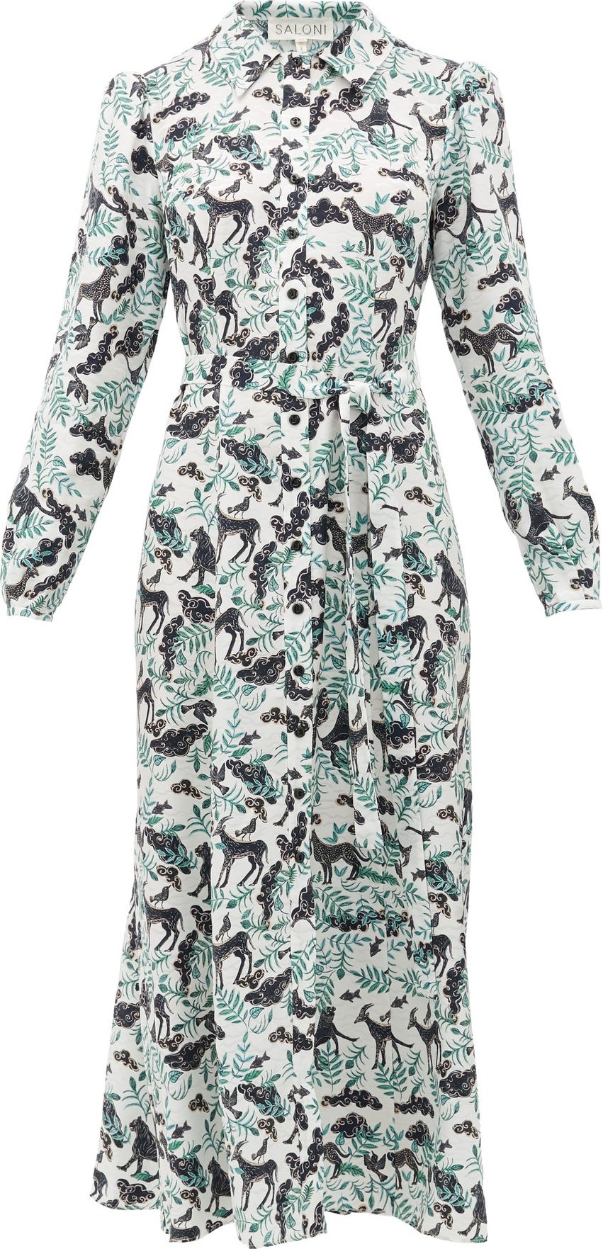 Saloni Vanessa jungle-print silk shirtdress