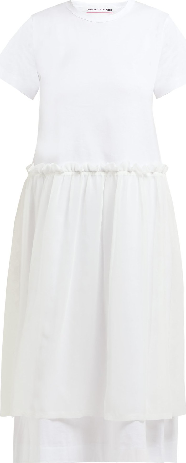 Comme Des Garçons Girl Ruffled georgette-panelled cotton T-shirt dress
