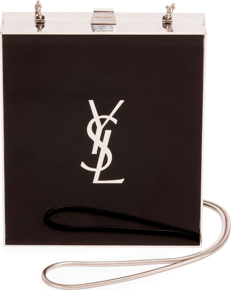 Saint Laurent Tuxedo Box Minaudiere, Black/Silver