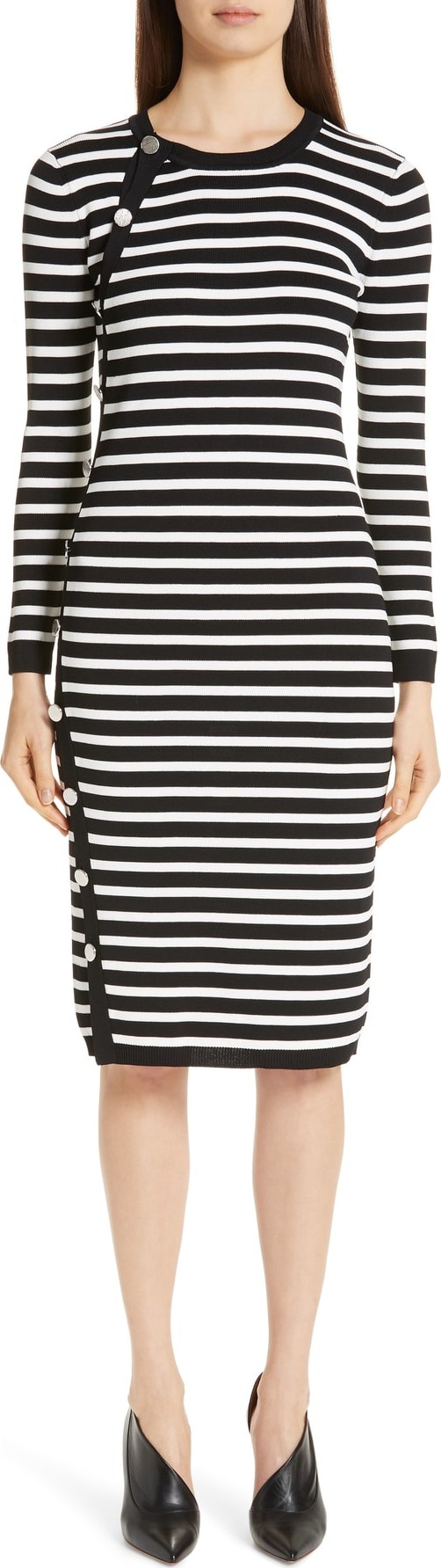 Altuzarra Side Button Stripe Body-Con Dress