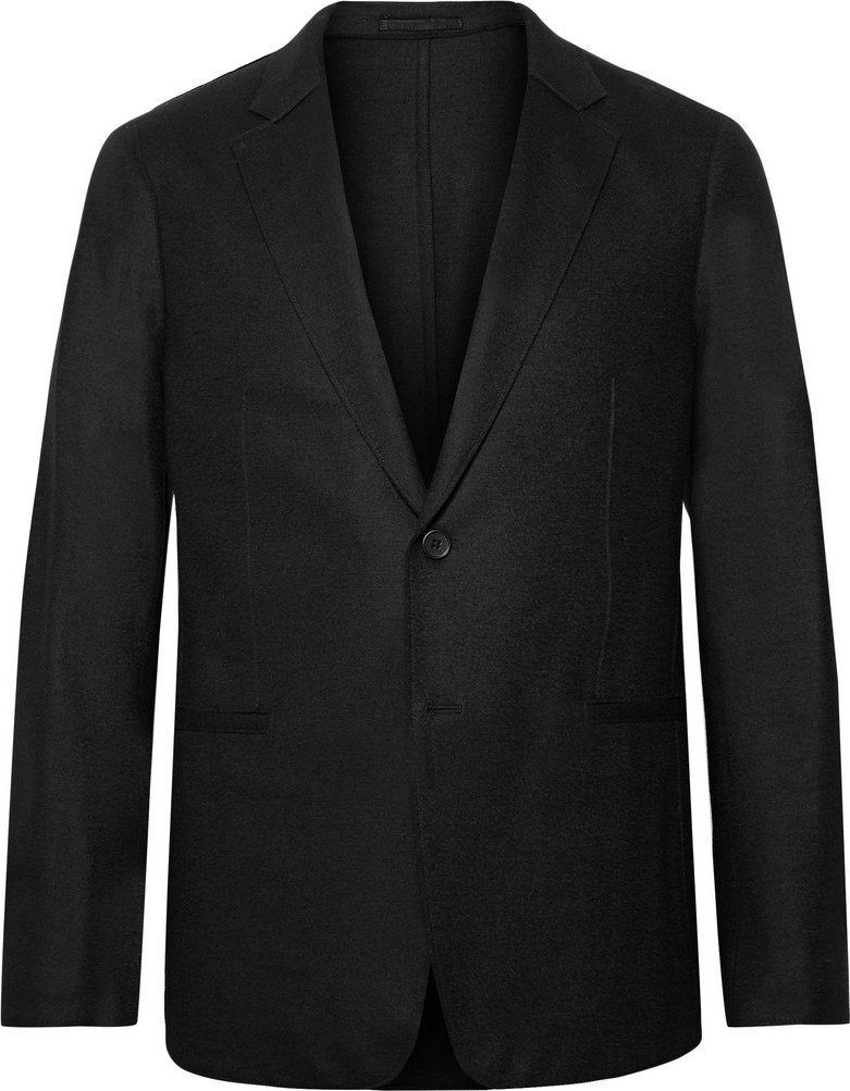 Theory Black Unstructured Stretch Wool-Blend Blazer