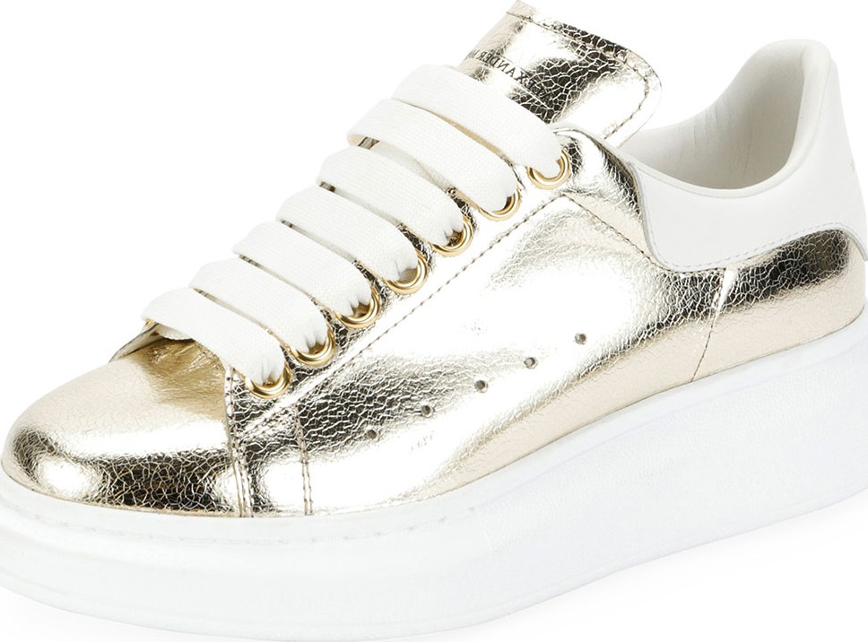 Alexander McQueen Metallic Lace-Up Platform Sneakers