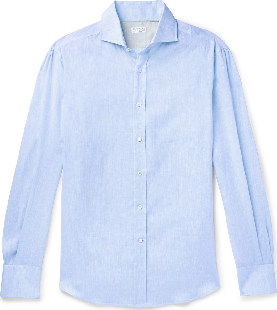 Brunello Cucinelli Slim-Fit Cutaway-Collar Linen Shirt