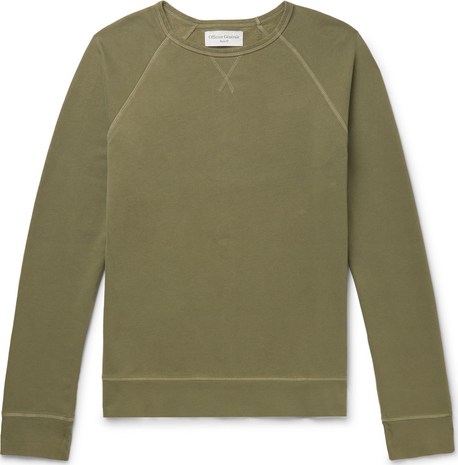 Officine Générale Garment-Dyed Fleece-Back Cotton-Jersey Sweatshirt