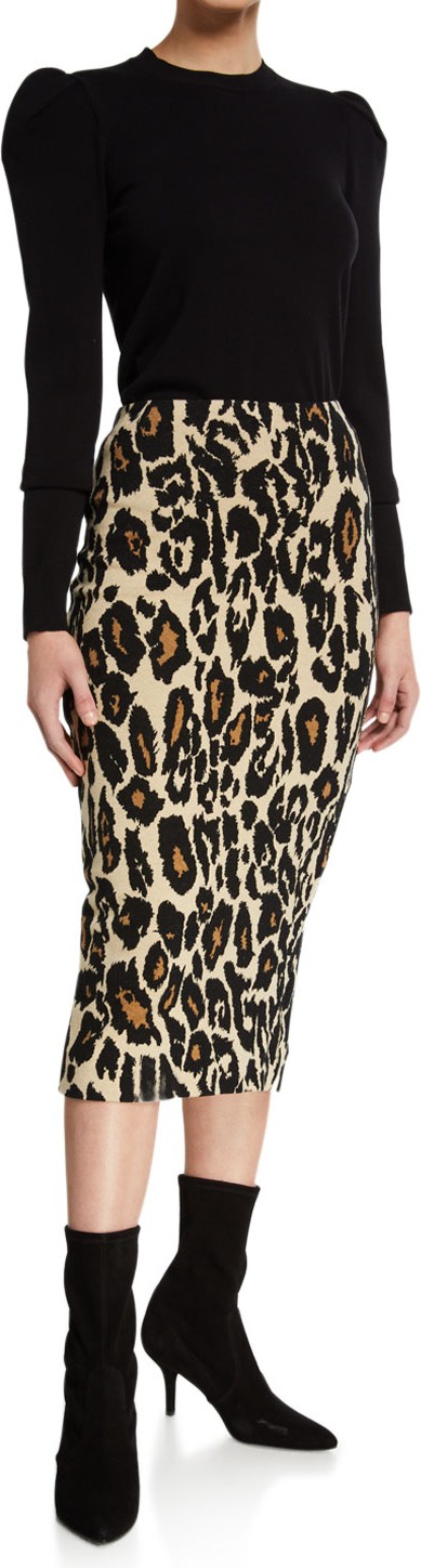 DIANE von FURSTENBERG Kara Leopard-Print Midi Skirt
