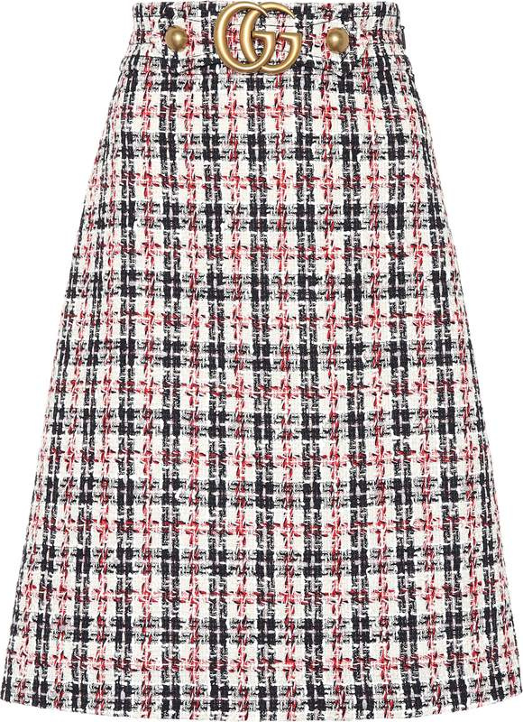 Gucci Plaid cotton-blend tweed skirt
