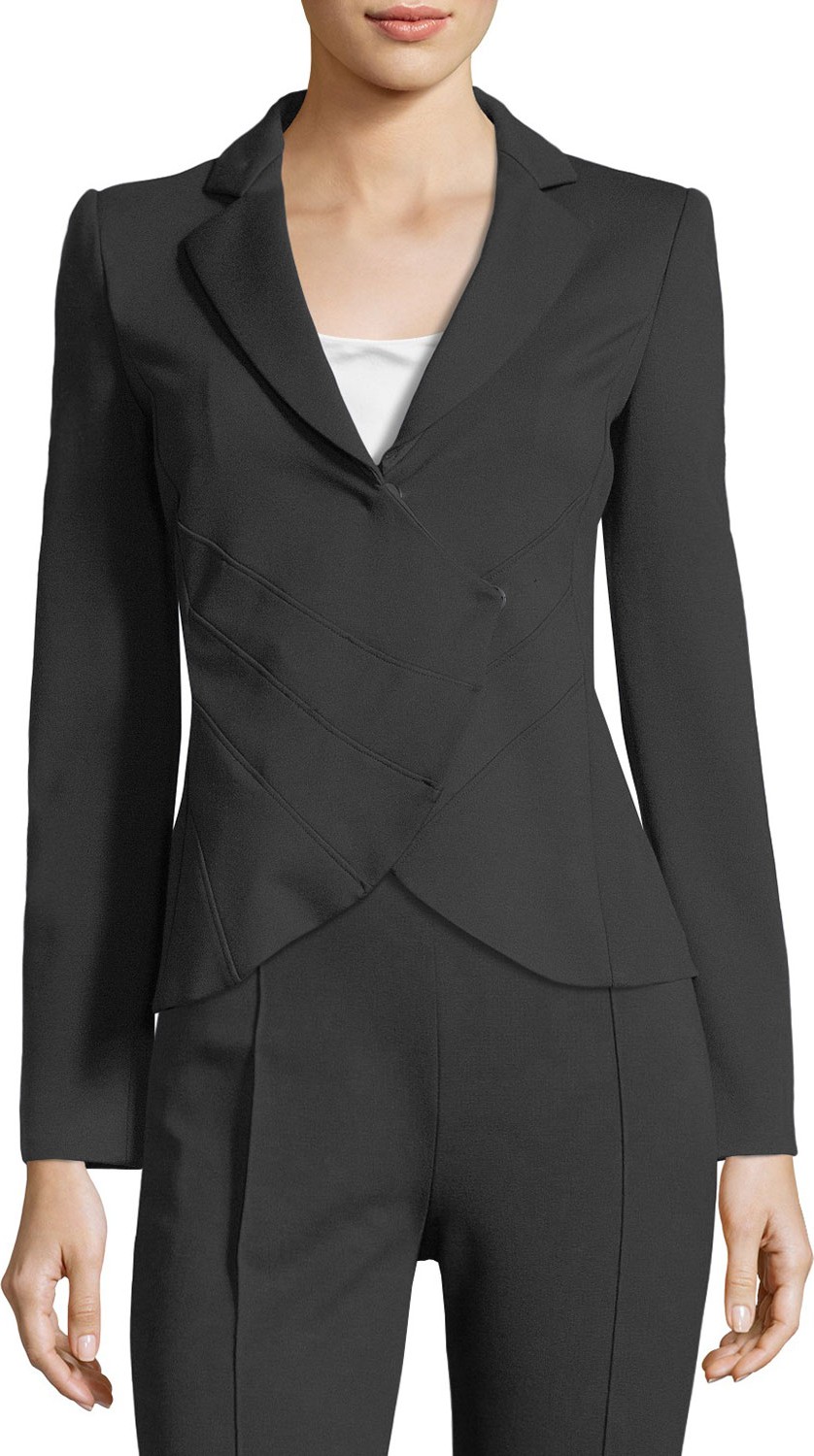 Emporio Armani Notched-Lapel Asymmetrical Ruched Jacket