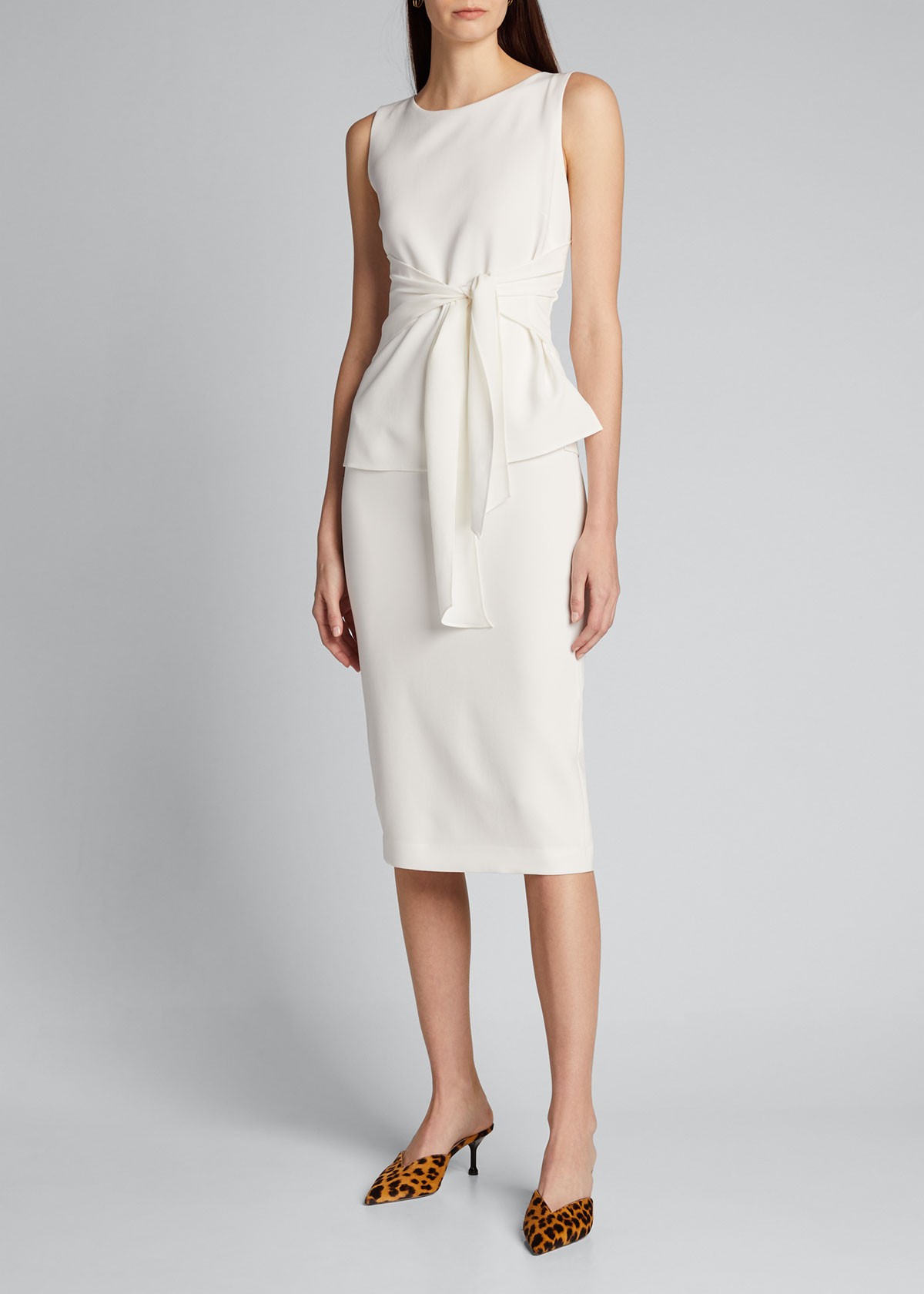 Lafayette 148 New York Lucy Sleeveless Tie-Front Finesse Crepe Dress