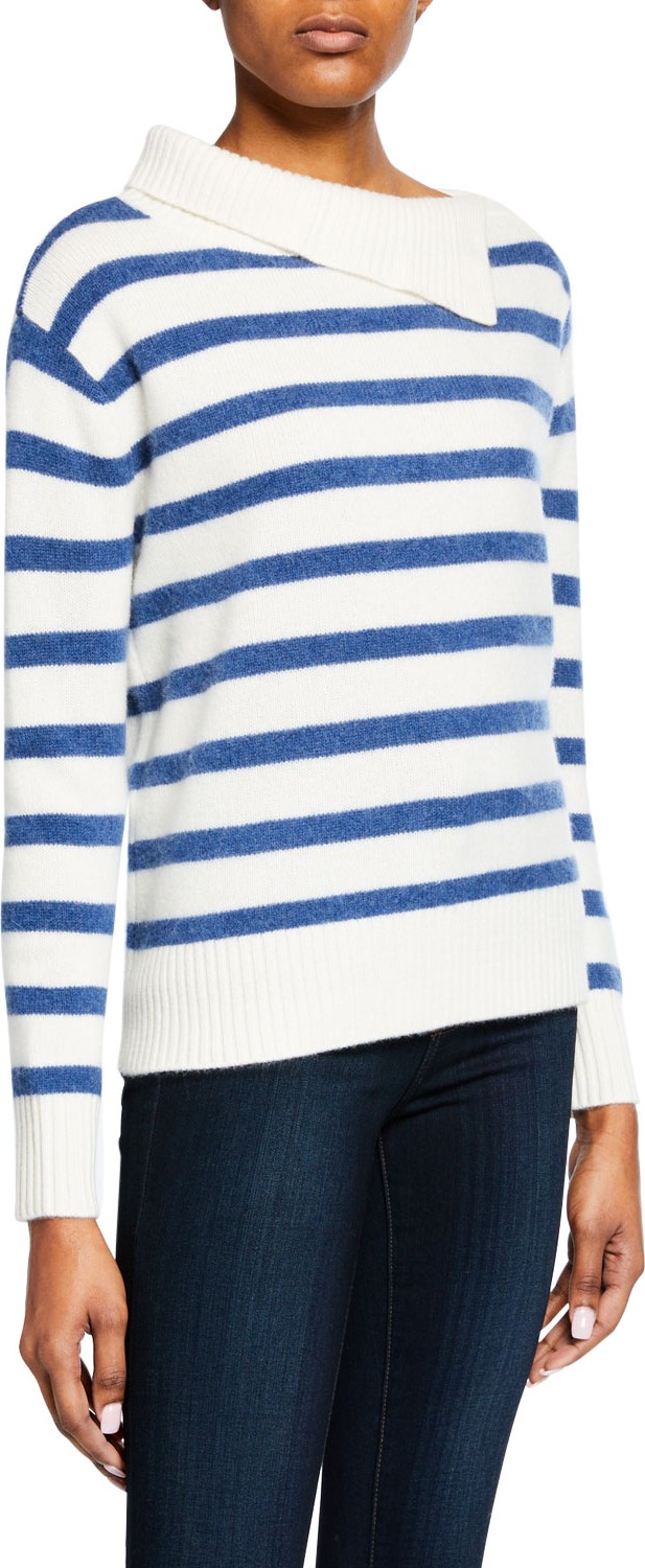 Club Monaco Byllie Striped High-Neck Pullover Sweater