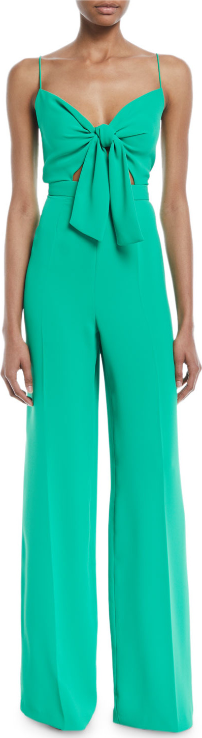 Jay Godfrey Camrose Silky Crepe Jumpsuit w/ Tie Front