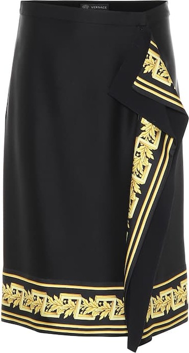 Versace Printed faille skirt