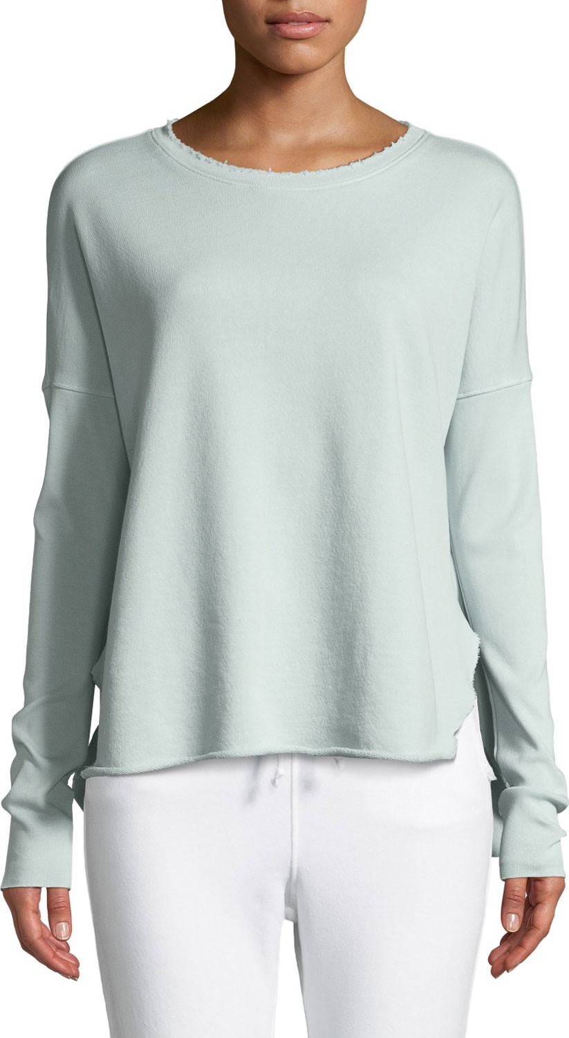 FOREO Long-Sleeve High-Low Cotton Fleece Sweatshirt