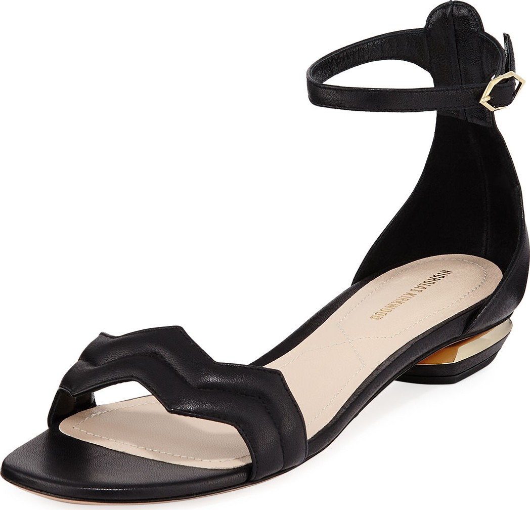 Nicholas Kirkwood Chevron Leather Flat Sandals