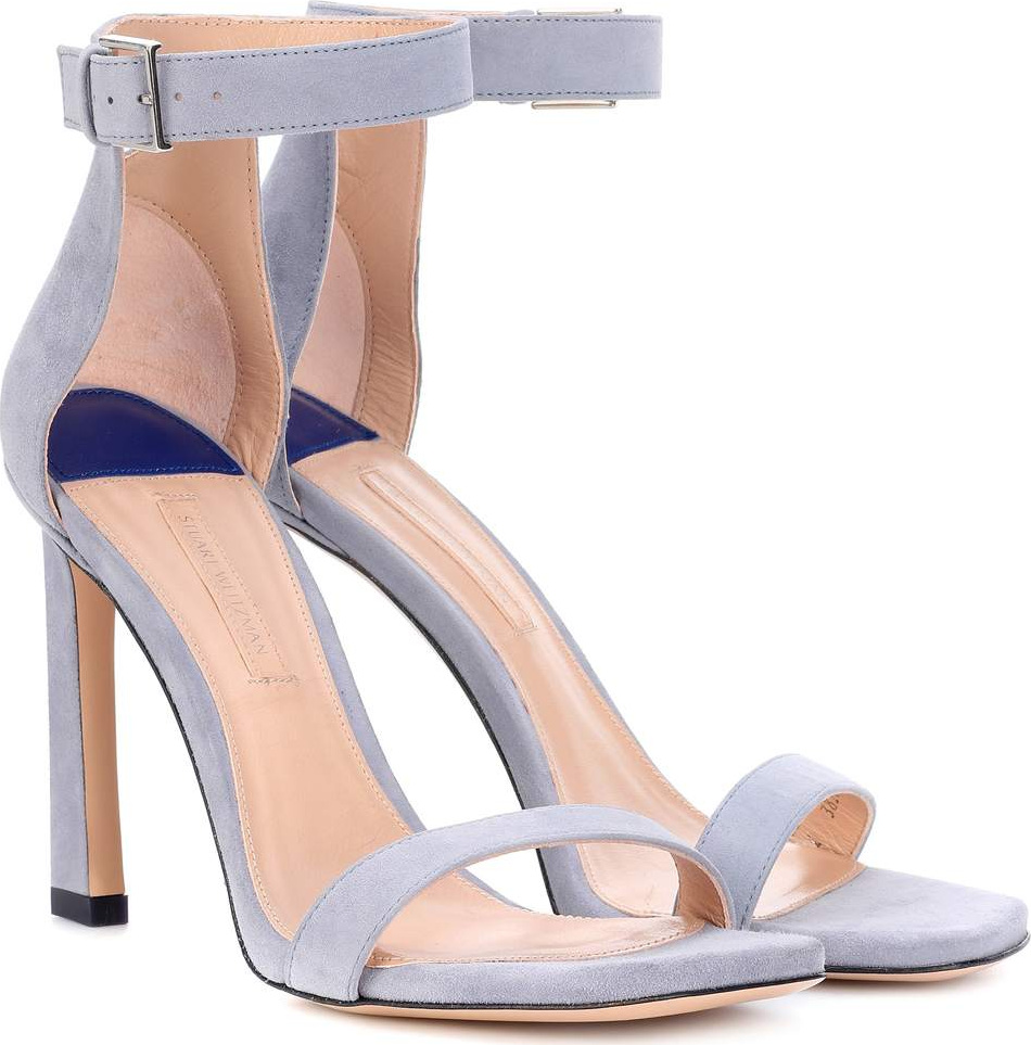 Stuart Weitzman Squarenudist 100 suede sandals