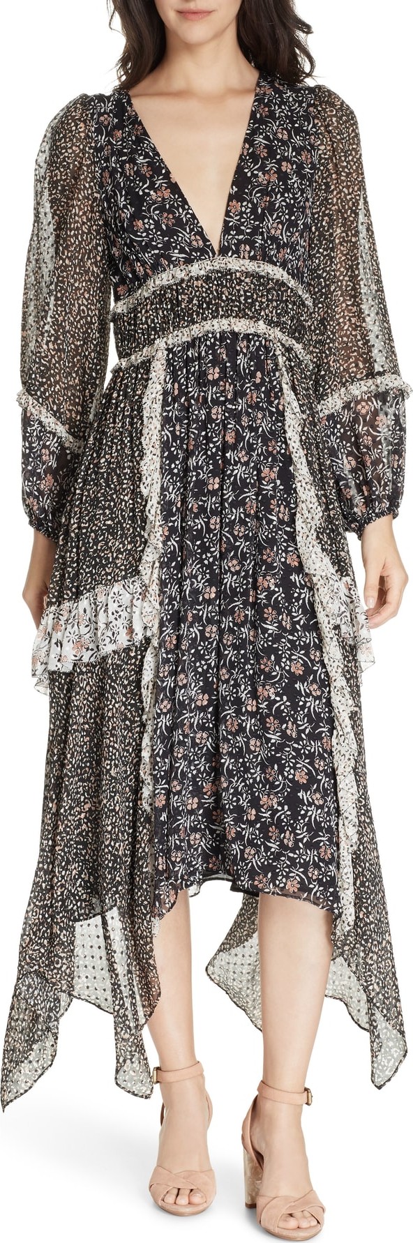 Ulla Johnson Primrose Floral Print Silk Blend Midi Dress