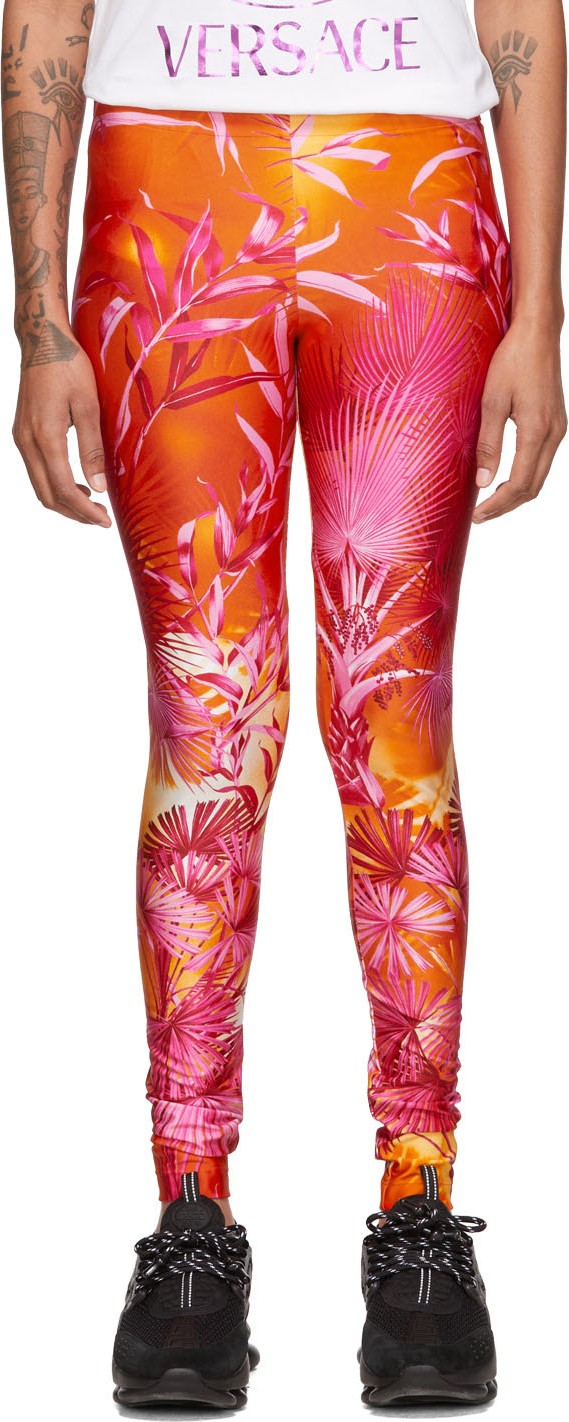 Versace Orange Jungle Leggings