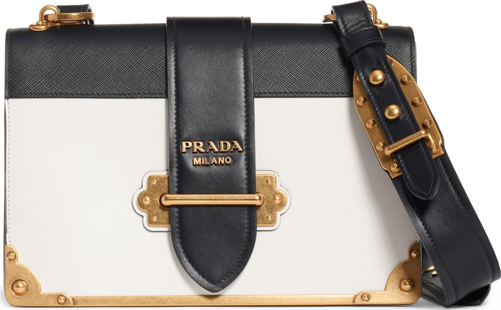 Prada Cahier City Calfskin & Saffiano Shoulder Bag
