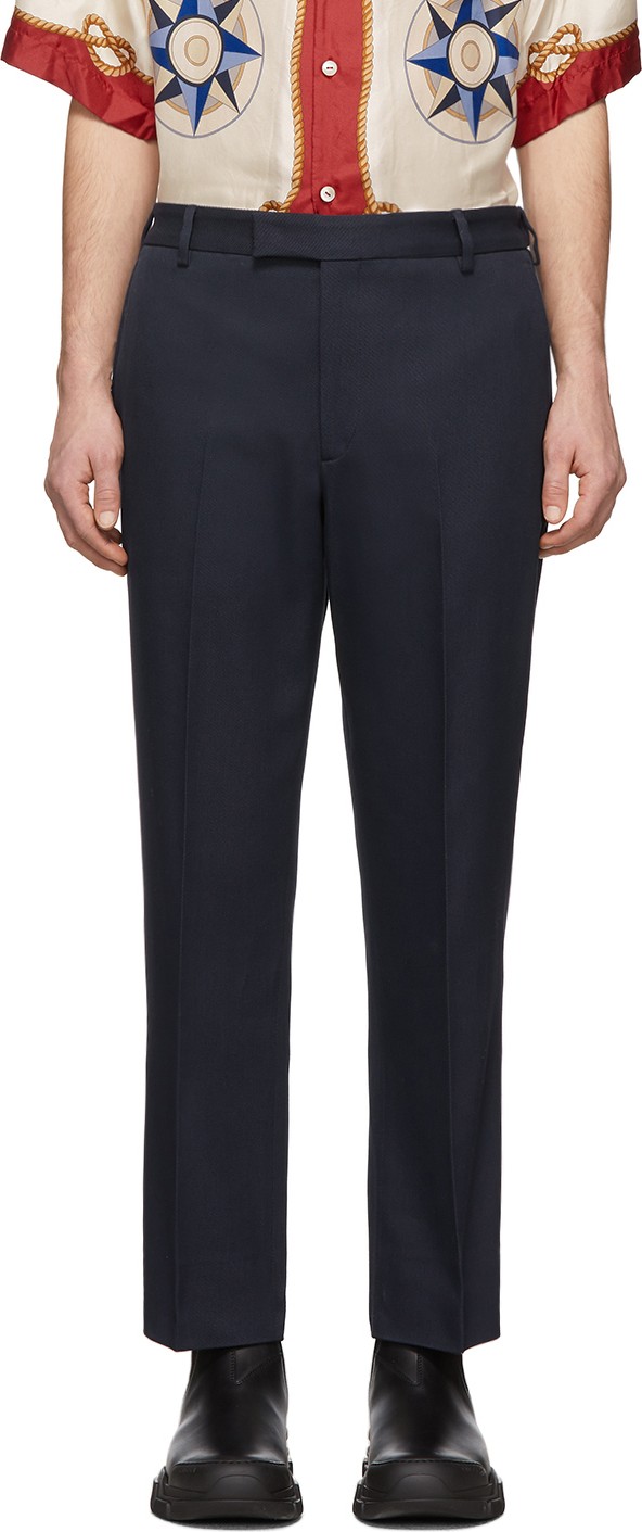 Gucci Navy Whipcord Cover Trousers