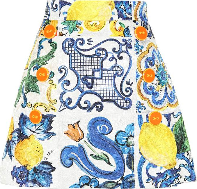 Dolce & Gabbana Printed cotton and silk miniskirt