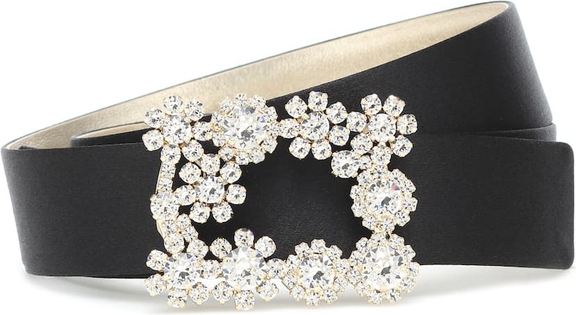 Roger Vivier Flower Strass silk-satin belt