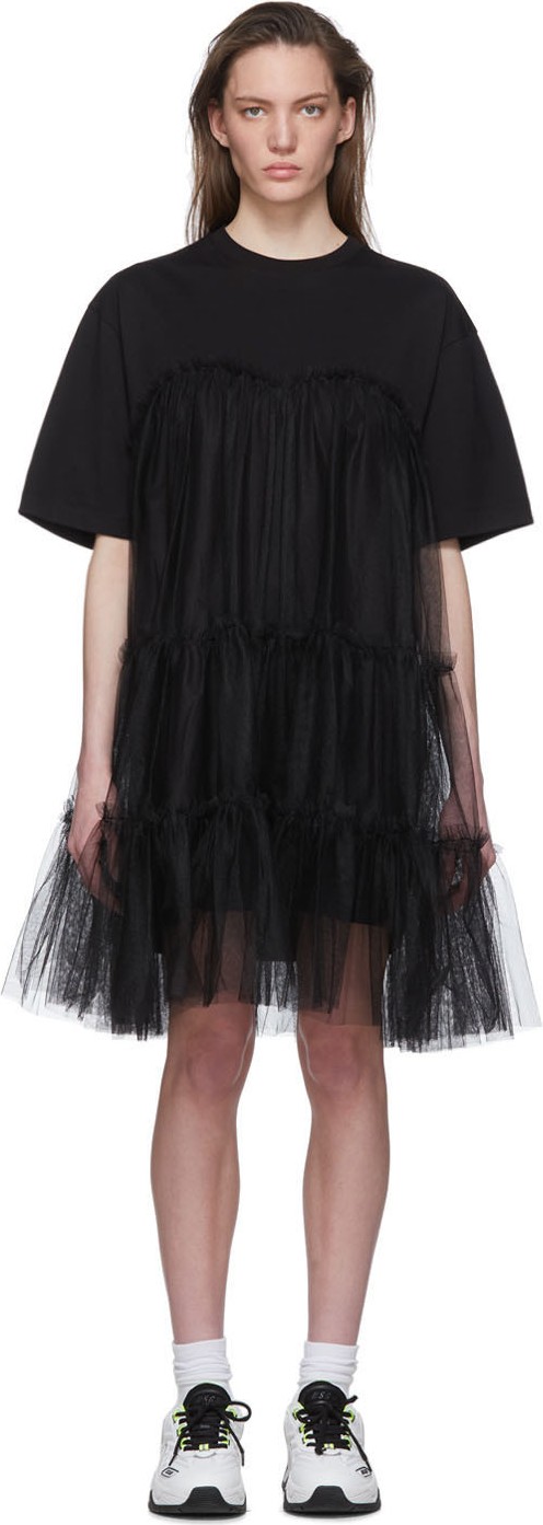 MSGM Black Tulle T-Shirt Dress