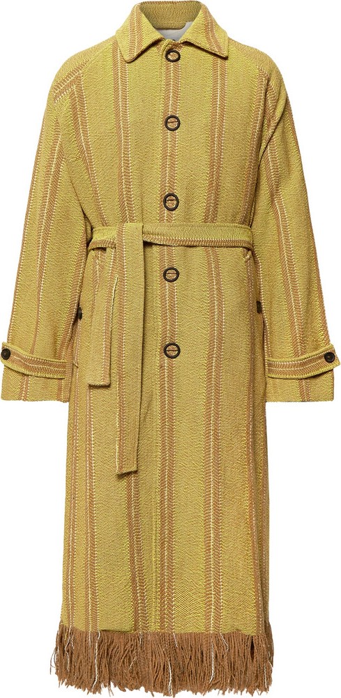 Acne Studios Oversized Fringed Striped Woven Coat