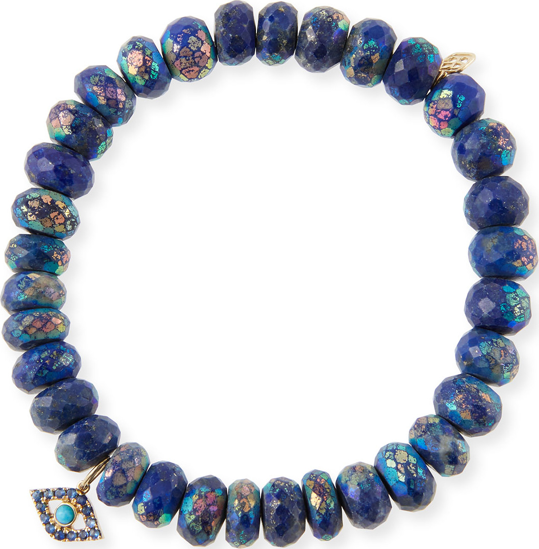 Sydney Evan 14k Lapis Bead & Turquoise Eye Bracelet