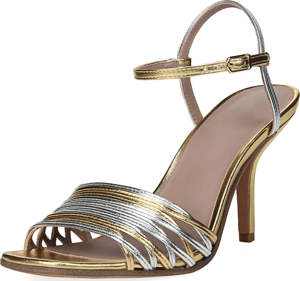 DIANE von FURSTENBERG Federica Mixed Metallic Strappy Sandals