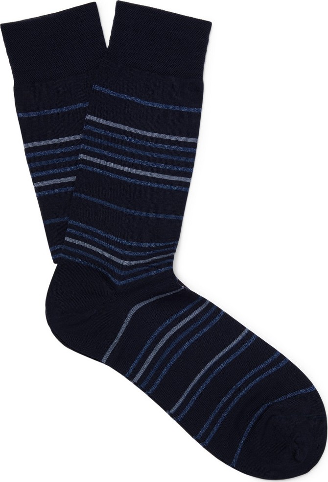 Marcoliani Striped Virgin Wool-Blend Socks