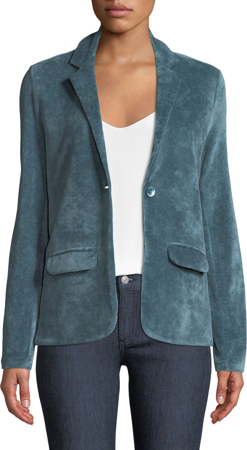Majestic Single-Breasted Velour Blazer Jacket