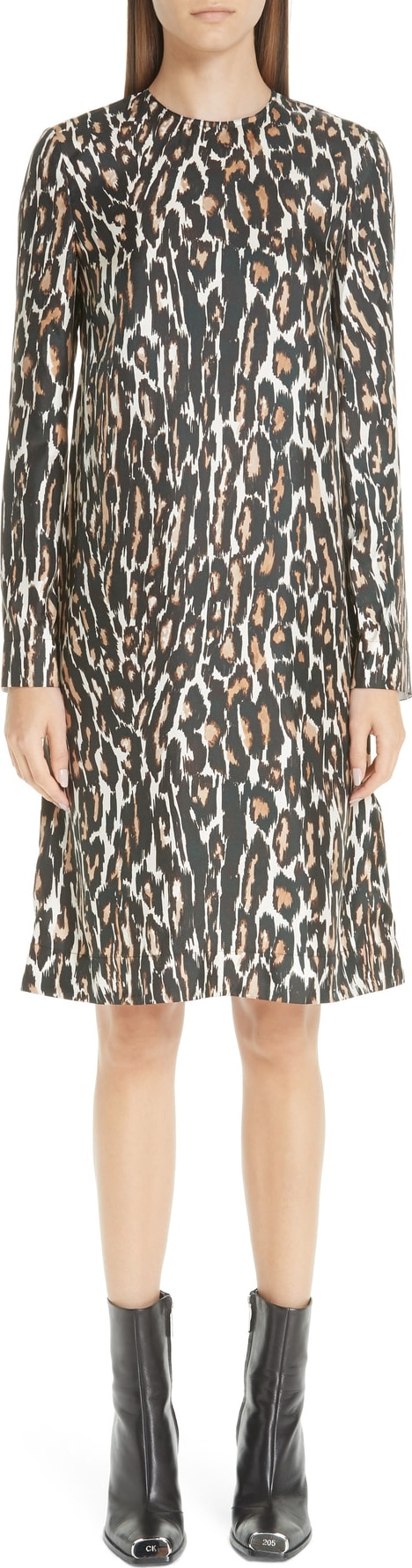 Calvin Klein 205W39NYC Leopard Print Silk Twill Shift Dress