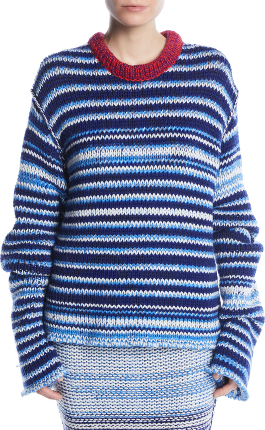 Calvin Klein 205W39NYC Crewneck Television-Striped Oversized Sweater